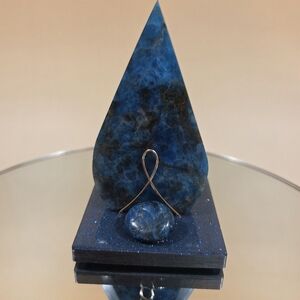 Natural Apatite Gemstone Teardrop Tower On Handmade Resin/ Bronze Display